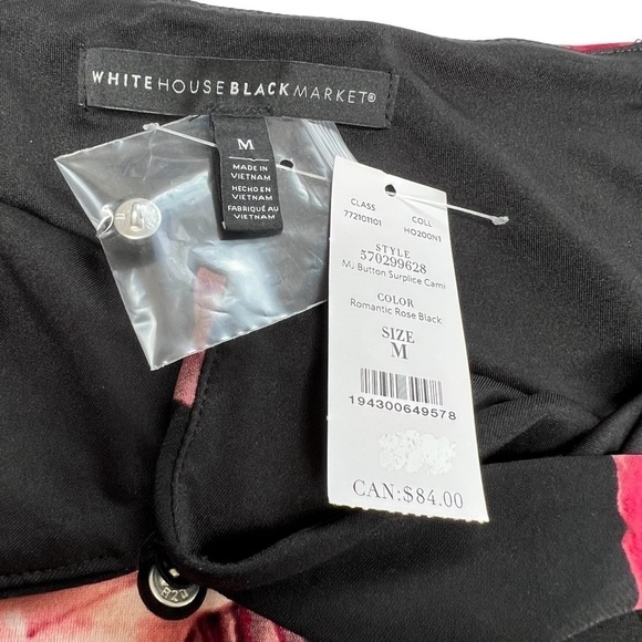 NWT WHBM Floral Red Black Jersey Knit Camisole Button Detail Size M - Picture 15 of 16